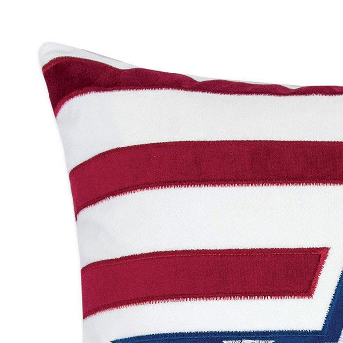 20 X 20 Inches US Flag Embroidered Velvet Accent Pillow, Set of 2, Multicolor