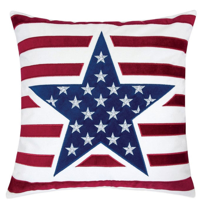 20 X 20 Inches US Flag Embroidered Velvet Accent Pillow, Set of 2, Multicolor