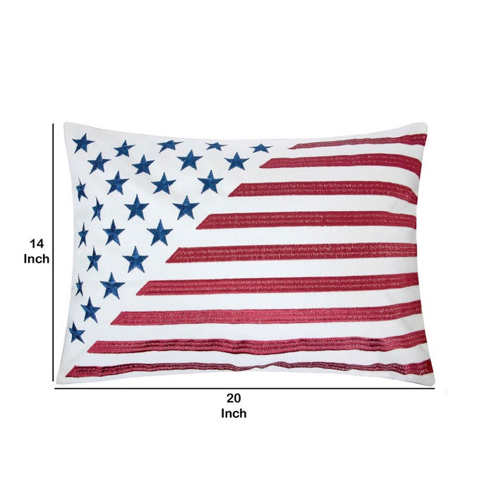 20 X 20 Inches Flag Inspired Embroidered Velvet Accent Pillow, Set of 2, Multicolor