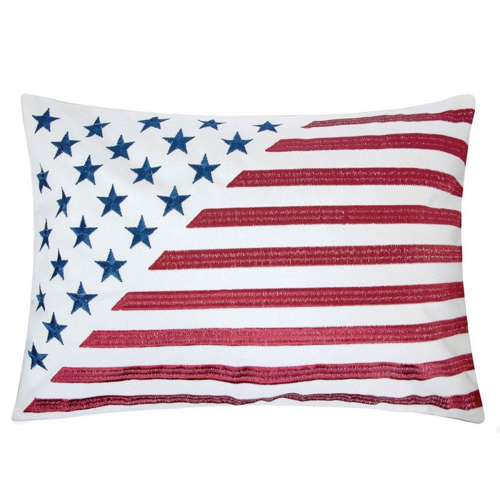 20 X 20 Inches Flag Inspired Embroidered Velvet Accent Pillow, Set of 2, Multicolor