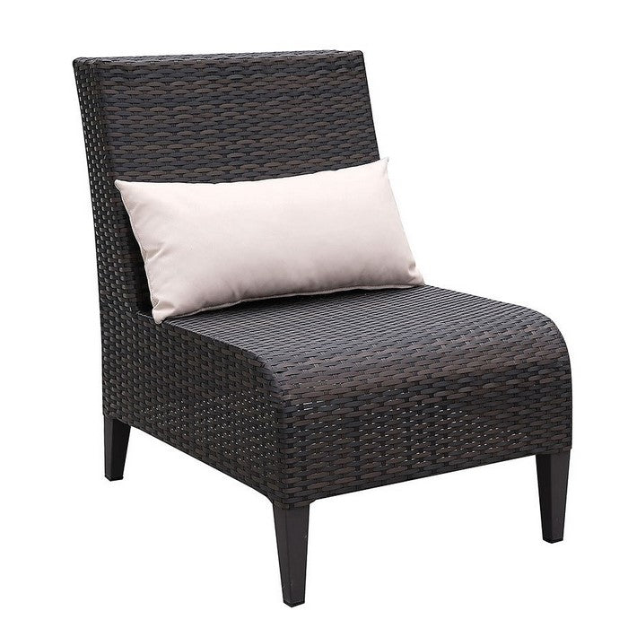 5 Piece Faux Wicker Aluminum Frame Patio Set with Pillow, Brown and Beige