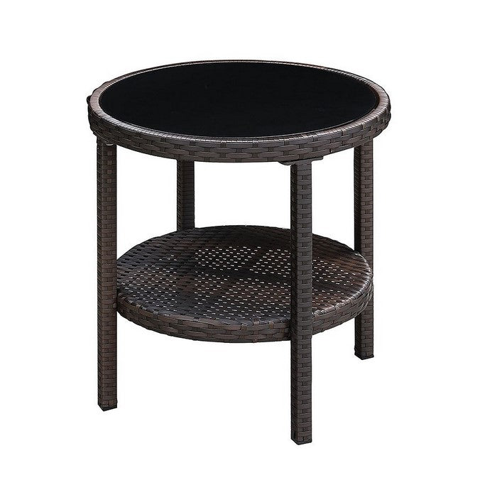 5 Piece Faux Wicker Aluminum Frame Patio Set with Pillow, Brown and Beige