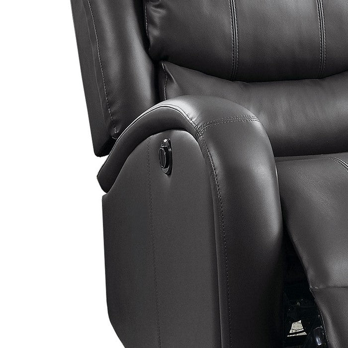 Faux Leather Upholstered Power Recliner with Gliding Mechanism, Gray