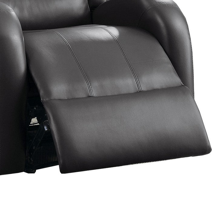 Faux Leather Upholstered Power Recliner with Gliding Mechanism, Gray