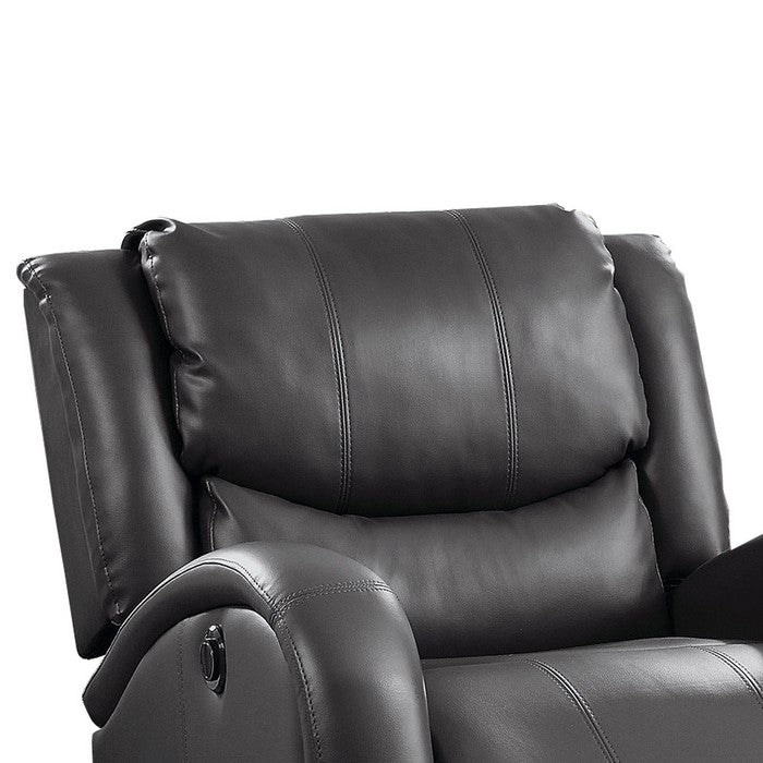 Faux Leather Upholstered Power Recliner with Gliding Mechanism, Gray