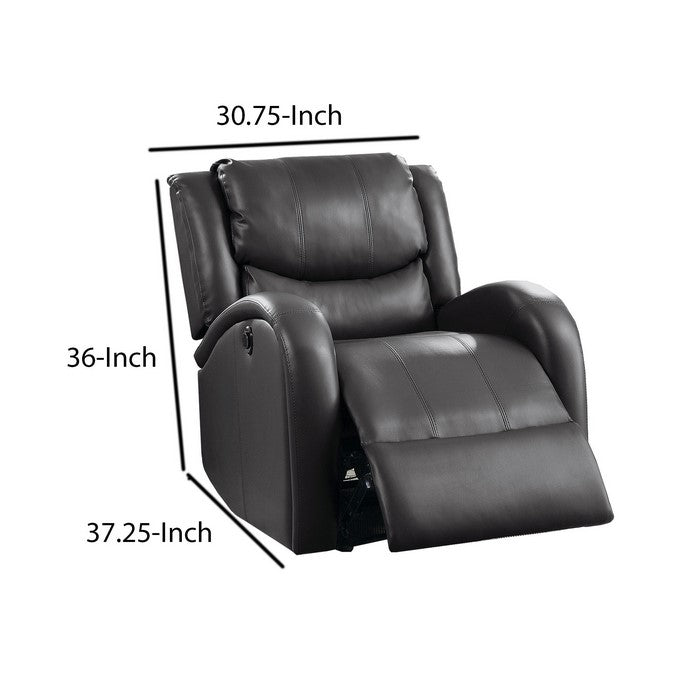 Faux Leather Upholstered Power Recliner with Gliding Mechanism, Gray