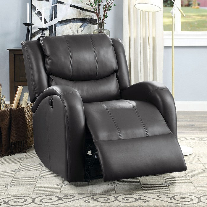 Faux Leather Upholstered Power Recliner with Gliding Mechanism, Gray
