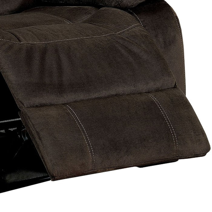 Contemporary Recliner Chair with Faux Leather Upholstery and Glider, Brown