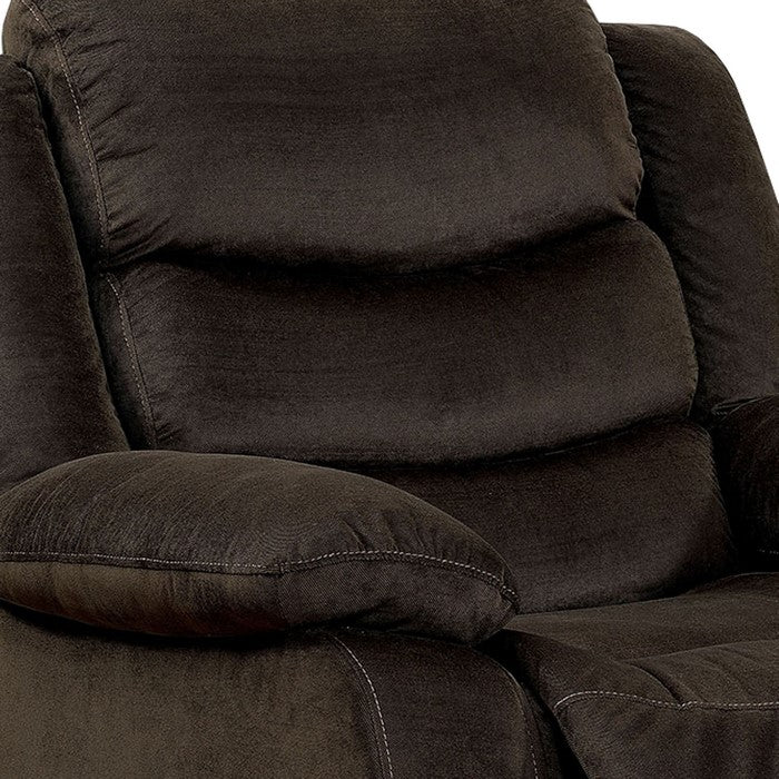 Contemporary Recliner Chair with Faux Leather Upholstery and Glider, Brown
