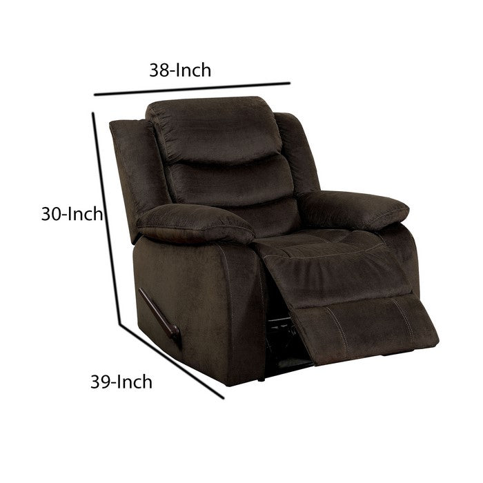 Contemporary Recliner Chair with Faux Leather Upholstery and Glider, Brown