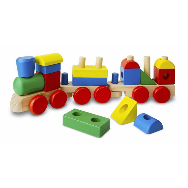 Melissa & Doug Stacking Train - Classic Wooden Toddler Toy (18 pcs)