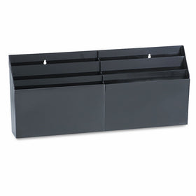 Rubbermaid 96060 Optimizerst six-pocket wall-mount or desk organizer, plastic, black