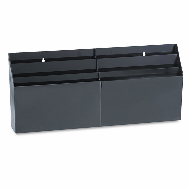 Rubbermaid 96060 Optimizerst six-pocket wall-mount or desk organizer, plastic, black