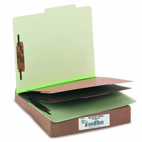 ACCO Classification Folders with Fasteners, Pressboard, 6-Part, Letter Size, Green, 10 per Box (15046)