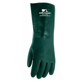 Chemical Resistant Gloves 14inch, PVC Coated Gloves, Cotton Fleece Lining, One Size (Wells Lamont 167L)