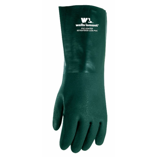 Chemical Resistant Gloves 14inch, PVC Coated Gloves, Cotton Fleece Lining, One Size (Wells Lamont 167L)