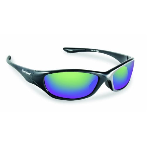 Flying Fisherman 7735BA Cabo Polarized Sunglasses, Shiny Black Frame, Amber/Green Mirror Lenses