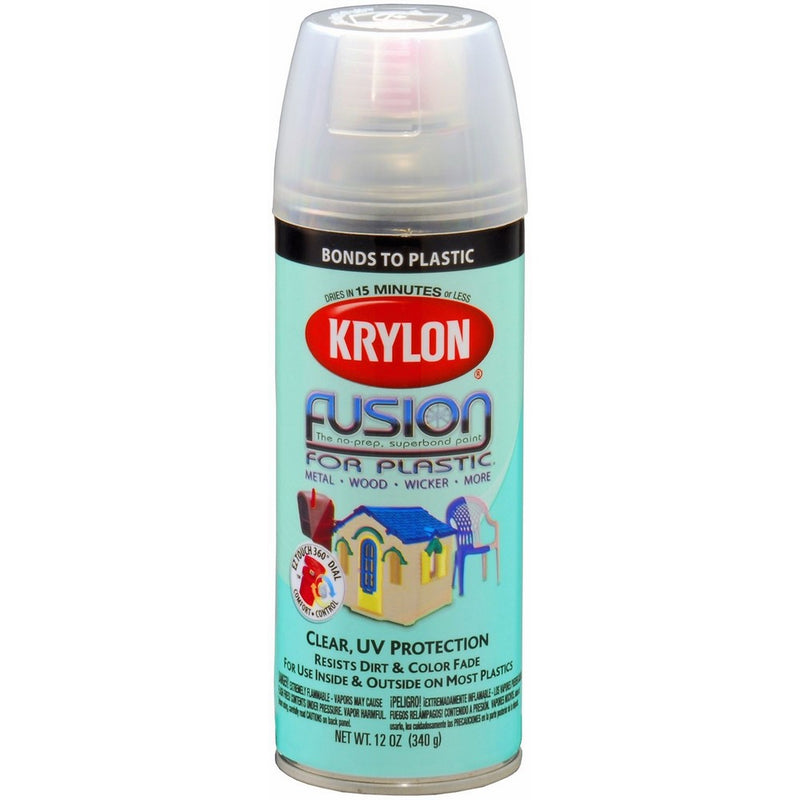 Krylon K02444007 'Fusion for Plastic' Clear Plastic Paint - 12 oz. Aerosol