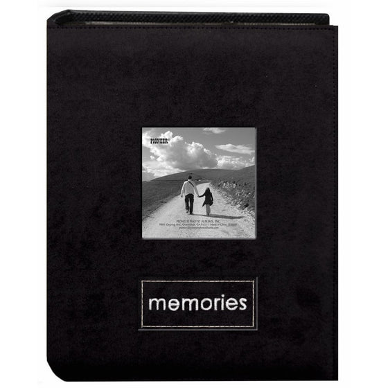 Pioneer Photo Albums PTCH-100 Embroidered Patch Faux Suede 100-Pocket Photo Album, Black