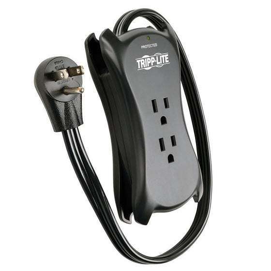 Tripp Lite 3 Outlet Portable Surge Protector Power Strip, 18in Cord, 2 USB, & $25,000 INSURANCE (TRAVELER3USB)