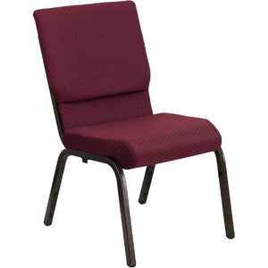 Flash Furniture HERCULES Series 18.5''W Stacking Church Chair in Burgundy Patterned Fabric - Gold Vein Frame