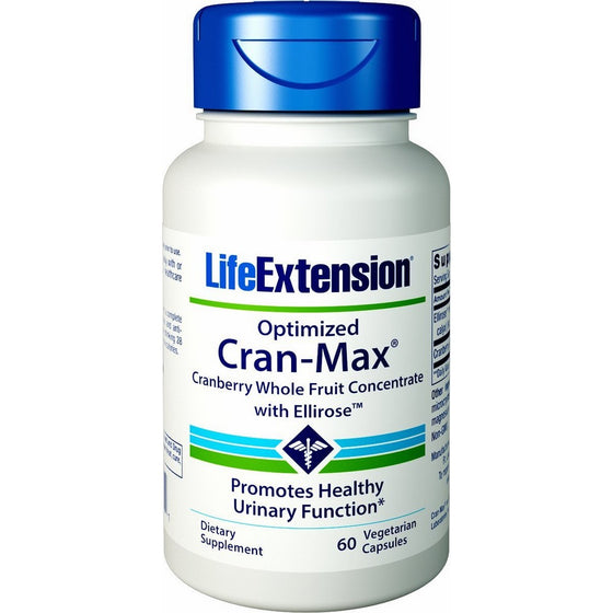 Life Extension Optimized Cran-Max Cranberry (Whole Fruit Concentrate with Ellirose), 60 Vegetarian Capsules