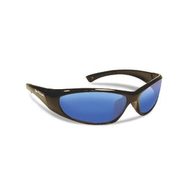 Flying Fisherman Fluke Jr. Angler Polarized Sunglasses (Shiny Black Frame, Smoke/Blue Mirror Lenses)