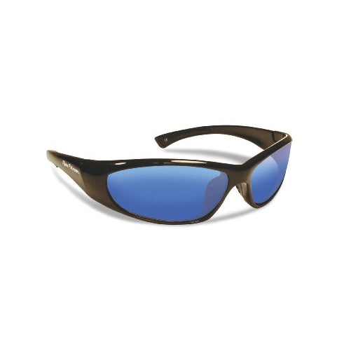 Flying Fisherman Fluke Jr. Angler Polarized Sunglasses (Shiny Black Frame, Smoke/Blue Mirror Lenses)
