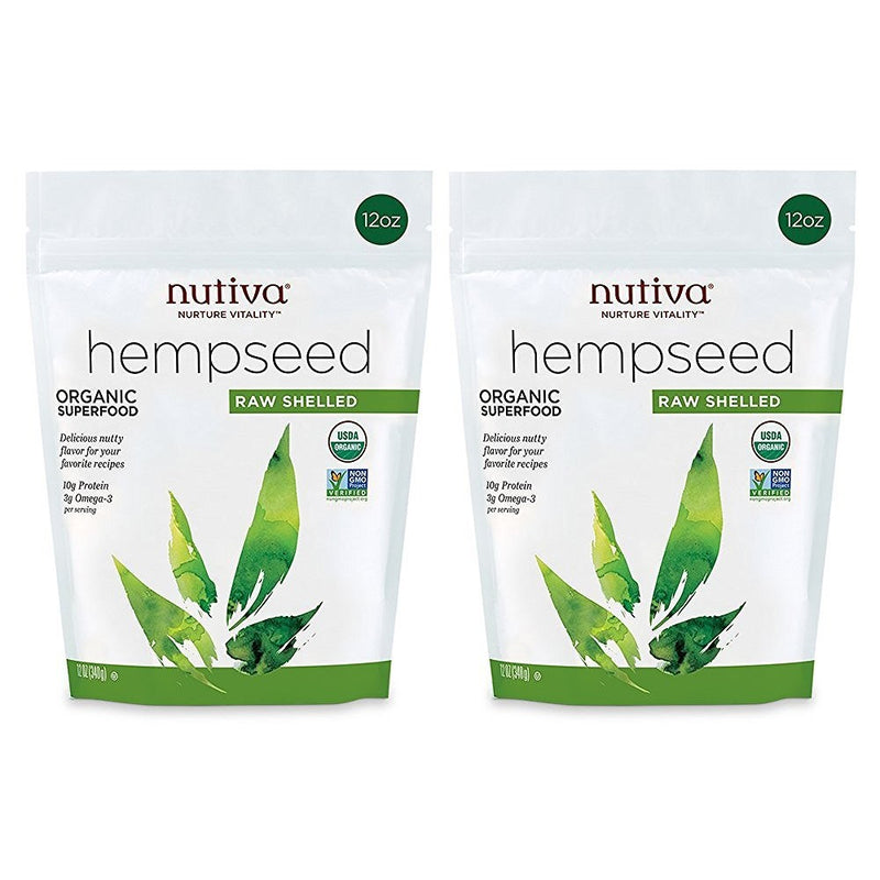 Nutiva Organic, Raw, Shelled Hempseed from non-GMO, Sustainably Farmed Canadian Hemp, 12-Ounces (Pack of 2)