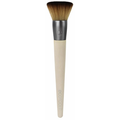 EcoTools Custom Coverage Buffing Brush, 1.85 Ounce; Soft, Custom Cut Bristles, Recycled Aluminum Ferrules; For Use with Cream or Powder Foundation, Blush, and Bronzer