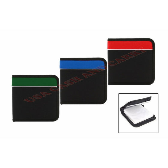 PrimeTrendz TM 24-Disc CD/DVD Nylon Media Storage Wallet (Color: Random in Black with red or green or blue)