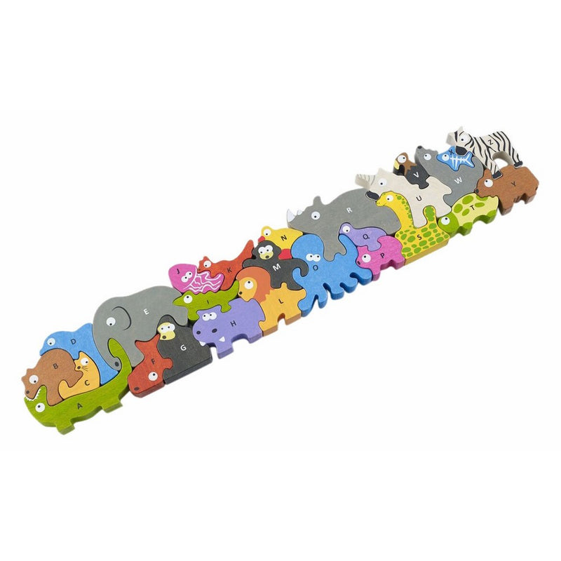 BeginAgain Animal Parade A to Z Puzzle and Playset, Make Learning Fun and Help Spark Your Child's Imagination, Educational Wooden Alphabet Puzzle (For Kids 2 and Up)