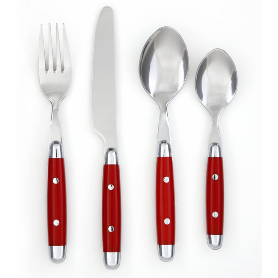 Cambridge Silversmiths 16-Piece Flatware Set, Jubilee Red, Service for 4