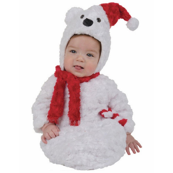 Underwraps Baby Christmas Polar Bear Bunting, White/Red, Infant