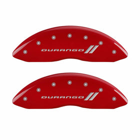 MGP Caliper Covers 12193SDGORD 'Durango ll' Engraved Caliper Cover with Red Powder Coat Finish and Silver Characters, (Set of 4)