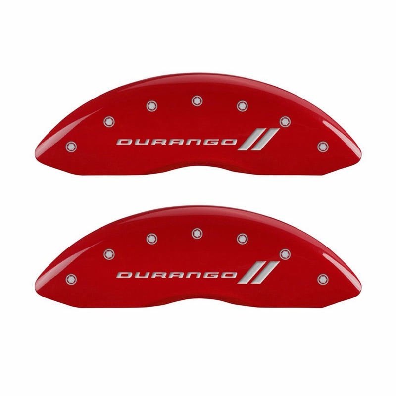 MGP Caliper Covers 12193SDGORD 'Durango ll' Engraved Caliper Cover with Red Powder Coat Finish and Silver Characters, (Set of 4)