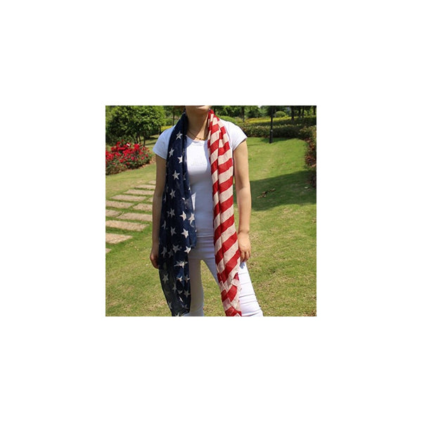 Ebuyingcity Stars and Stripes Large Patriotic Nautical American Scarf Fashion Charming US Star Flag Shawl Wrap, Sarong