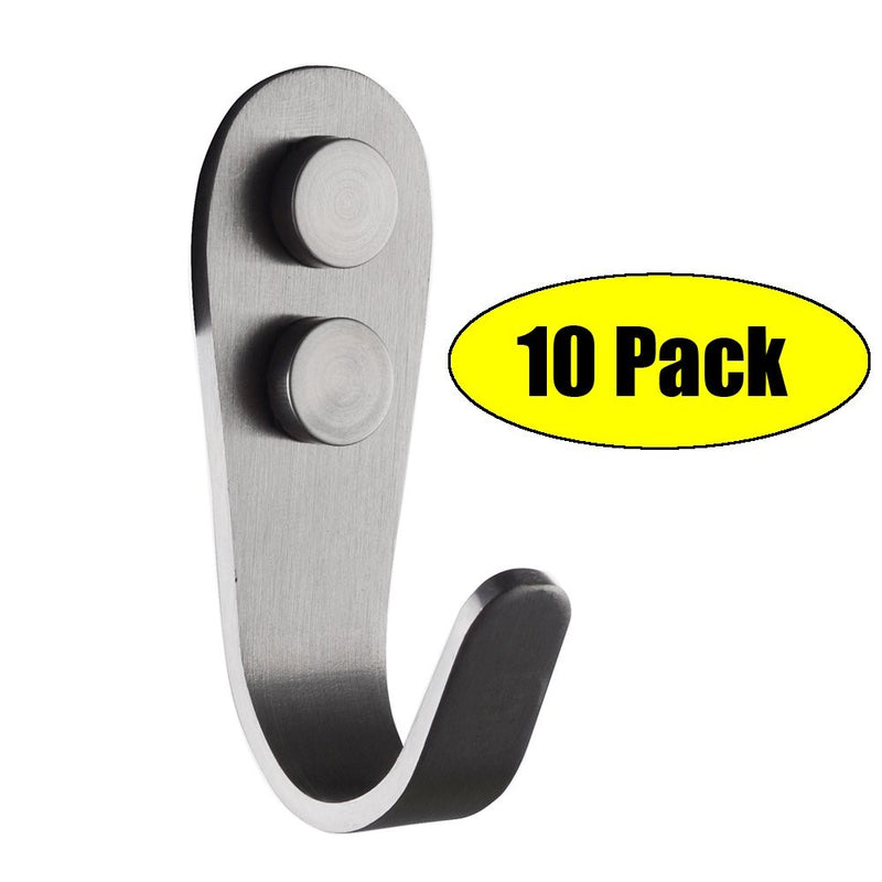 KES SUS 304 Stainless Steel Garage Storage Organizer Hook Bathroom Toilet Single Robe Towel Coat Hook Rustproof Kitchen Utensil Utility Hanger SOLID Metal Heavy Duty Wall Mount, Brushed Finish Multiple 10 Pack, A2062-P10