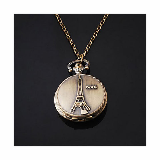 Bronze Vintage Eiffel Tower Paris Women Bronze Chain Necklace Pocket Watch By Chonlyshop