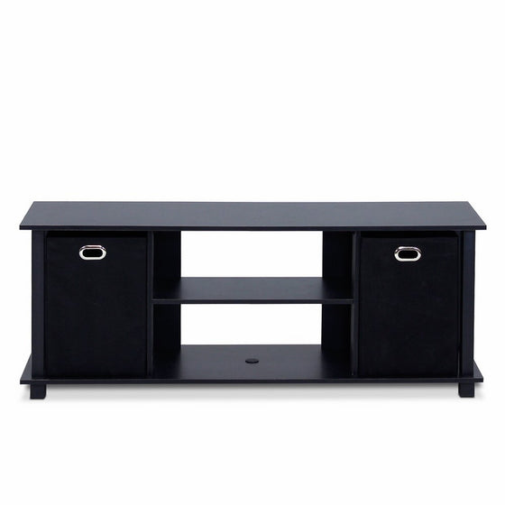 Furinno 13054BK/BK Econ Entertainment Center with Storage Bins, Black