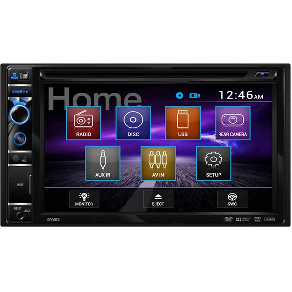 Dual DV605 6.2" Double-Din In-Dash Dvd Receiver with Touchscreen