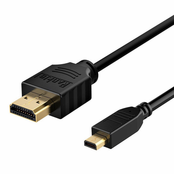 Rankie Micro HDMI to HDMI Cable, Supports Ethernet, 3D, 4K and Audio Return, 6 Feet