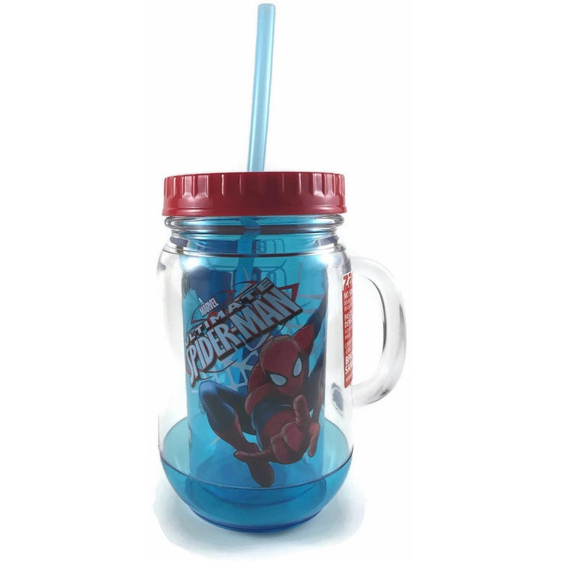 Marvel Ultimate Spider-Man Mason Jar Mug with Lid and Straw