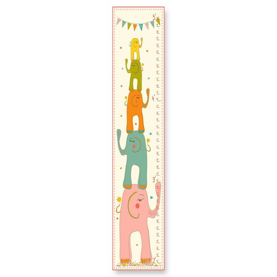 The Kids Room by Stupell Elephants Stack And Colorful Banner Growth Chart, 7 x 0.5 x 39, Proudly Made in USA