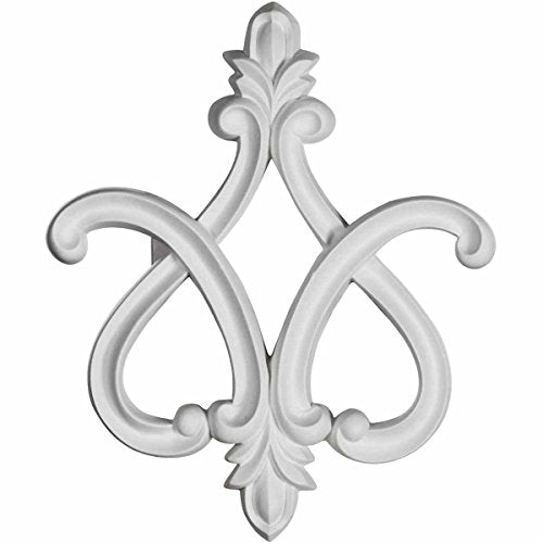 Ekena Millwork ONL09X11X01FL 9 7/8 inch W x 11 7/8 inch H x 1 7/8 inch P Fleur De Lis Onlay, White