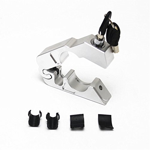 E-Bro Motorcycle Handlebar Grip Brake Lever Lock,Anti Theft Security Caps-Lock (Silver)
