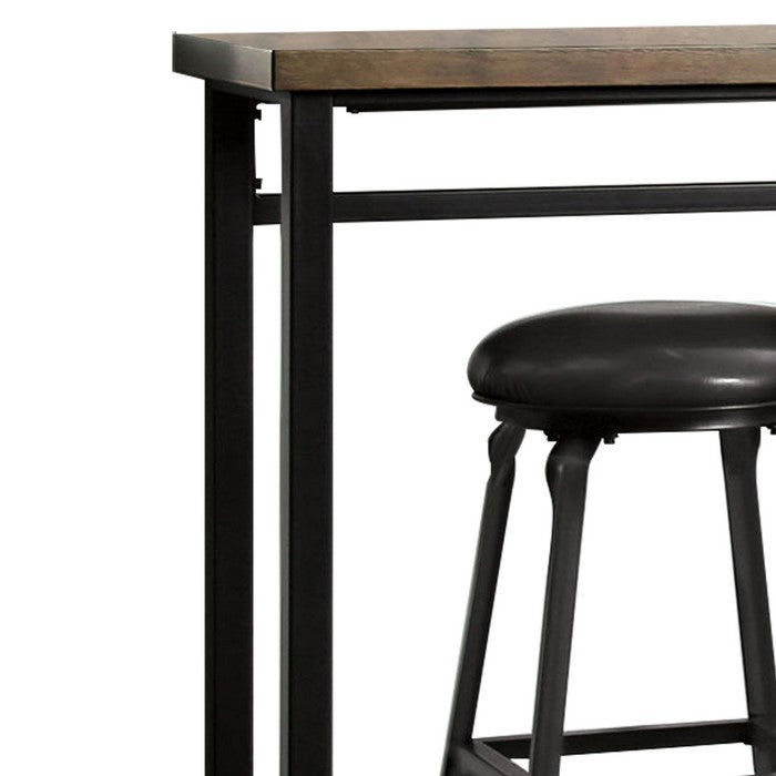 4 Piece Counter Height Dining Table Set with Sled Base, Black and Brown