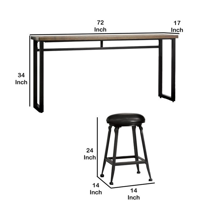 4 Piece Counter Height Dining Table Set with Sled Base, Black and Brown