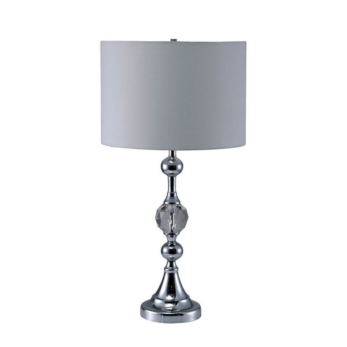 Contemporary Table Lamp with Crystal Encased Stand, Silver