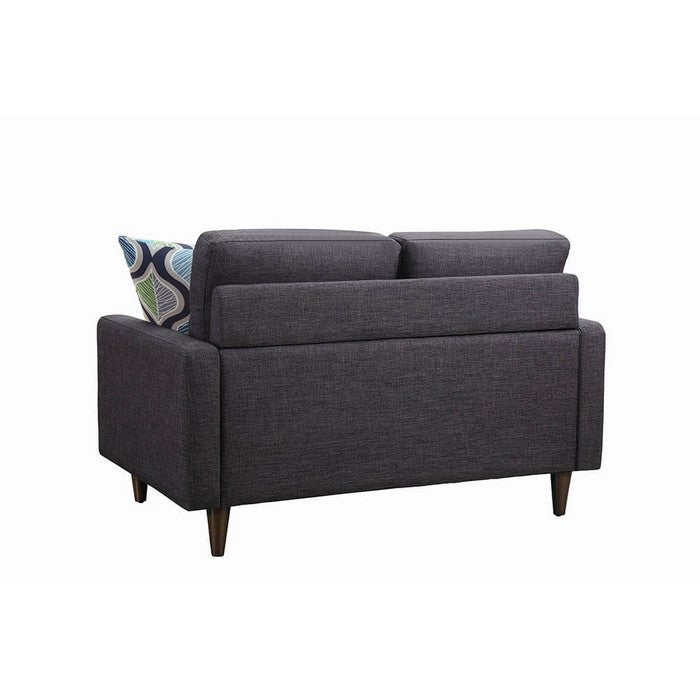 Fabric Upholstered Wooden Loveseat with Tufted Back, Gray